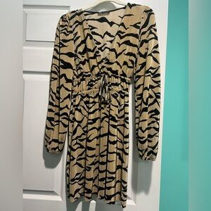 Zebra Print Pleated Mini Dress